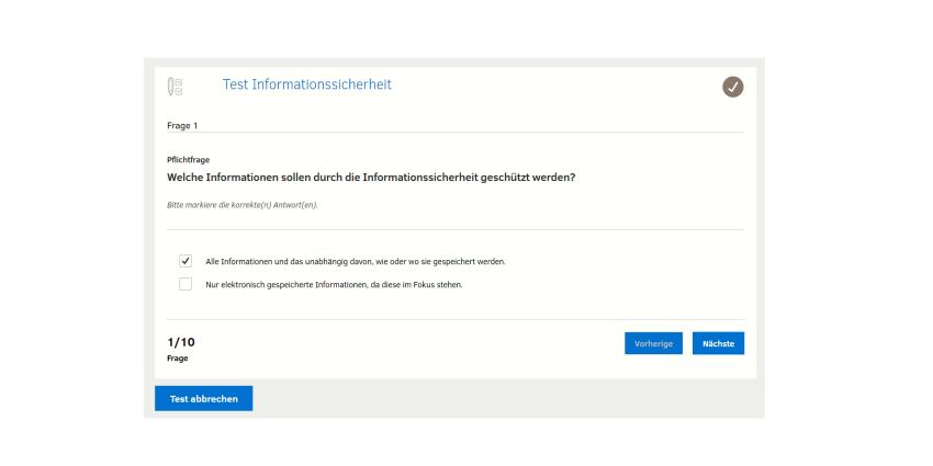 Multiple-Choice-Aufgabe aus dem Informationssicherheit-Management