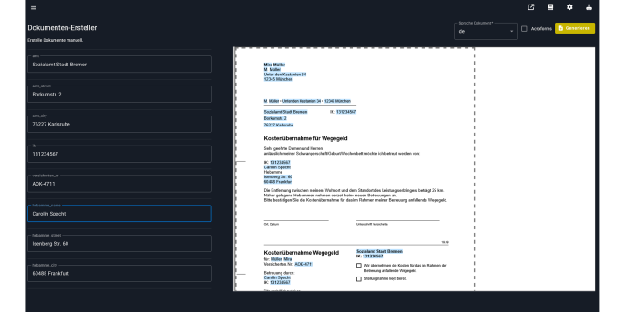 Manuelle Dokumentenerstellung